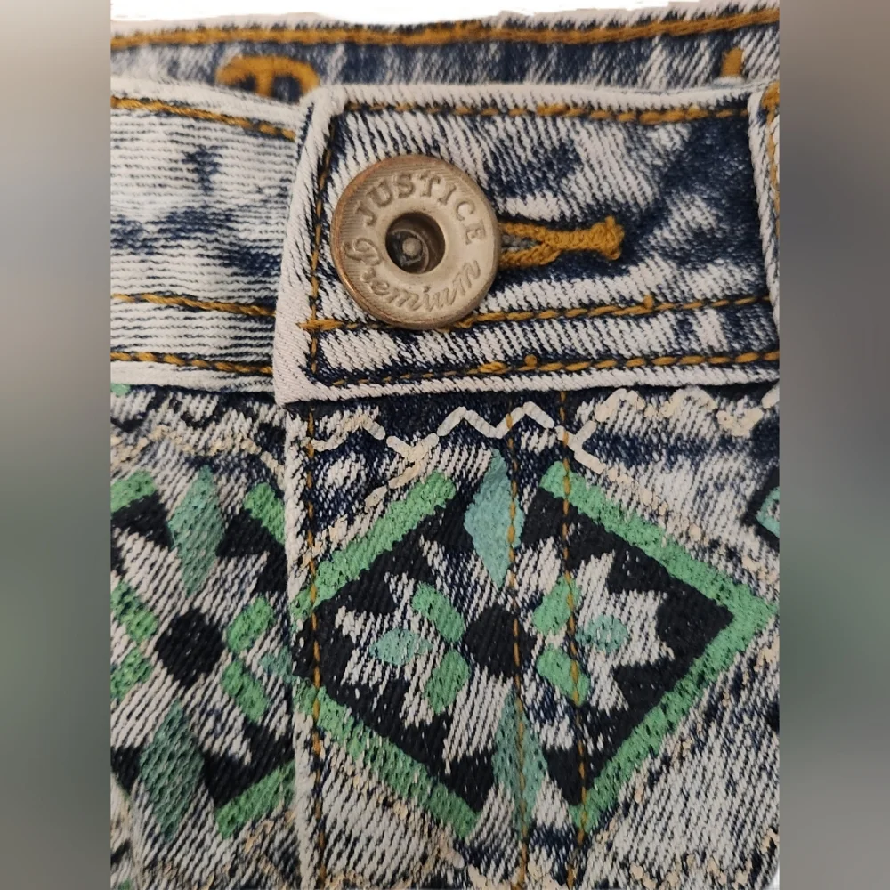 Girls Justice Denim Tribal Print Shorts Size 10R